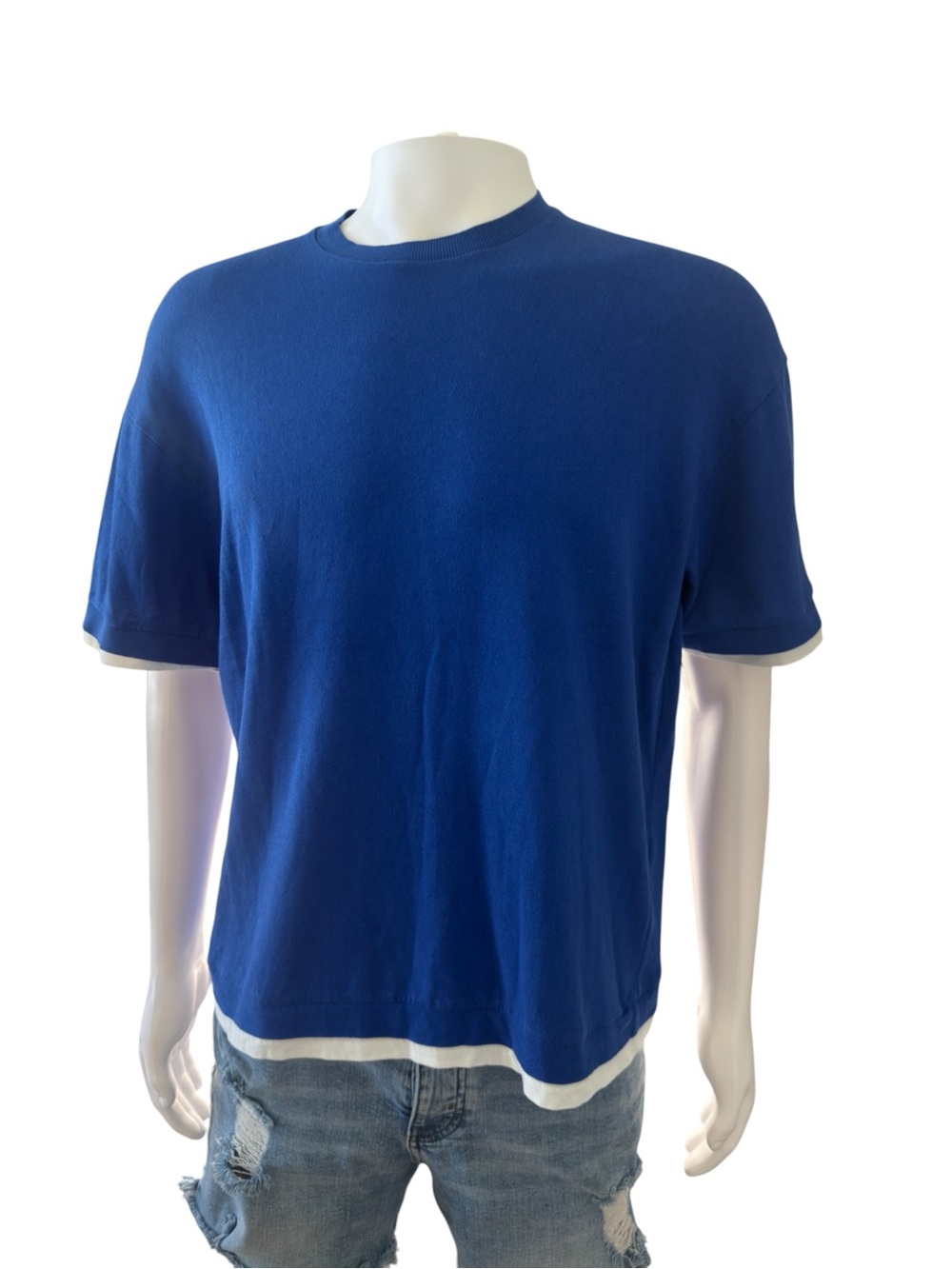 Zara Men's Crewneck Sweater in Bright Blue